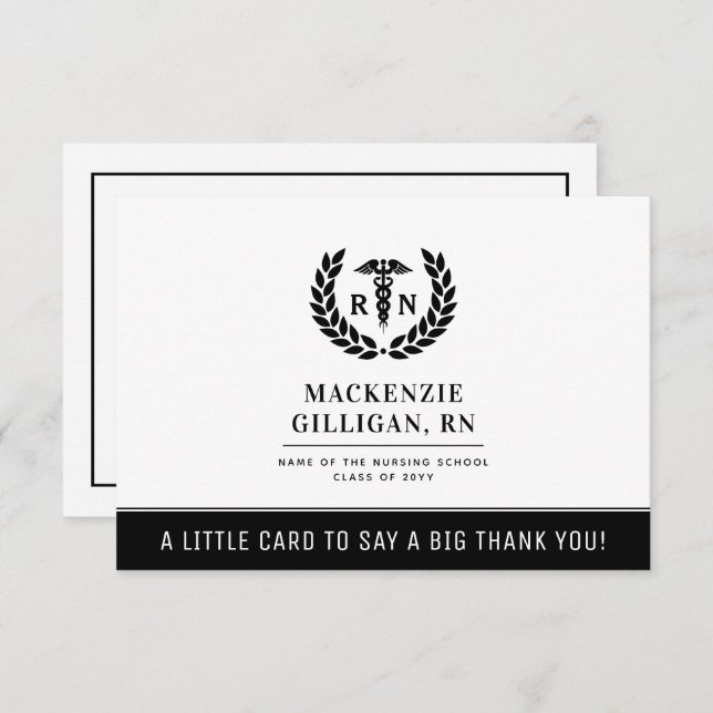 Tarjeta De Agradecimiento Partido de graduación de la Escuela de Enfermería  (Anverso / Reverso)
