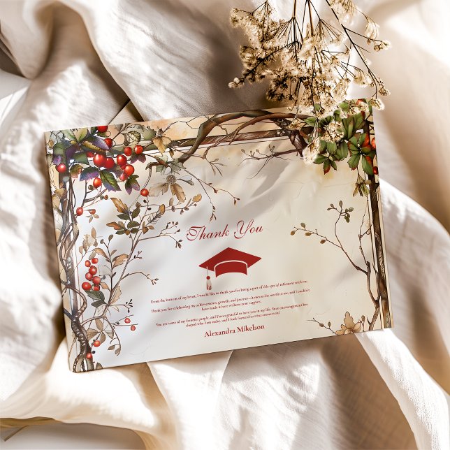 Tarjeta De Agradecimiento Partido de Graduación Rustic Wildflowers (Subido por el creador)