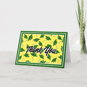 Tarjeta De Agradecimiento Partido de Graduación Verde y Amarillo Gracias