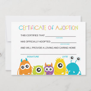Tarjeta De Agradecimiento Partido de los Años Monstruales adopta una adopció
