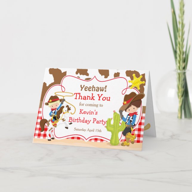 Tarjeta De Agradecimiento Partido de los Años Occidentales de los Vaqueros A (Anverso)
