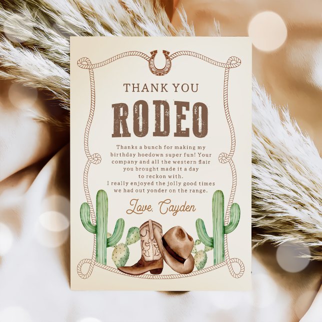 Tarjeta De Agradecimiento Partido del Cumpleaños de los Vaqueros del Oeste (Subido por el creador)