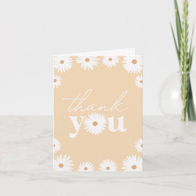 Tarjeta De Agradecimiento Partido del cumpleaños del Boho Daisy amarillo (Anverso)