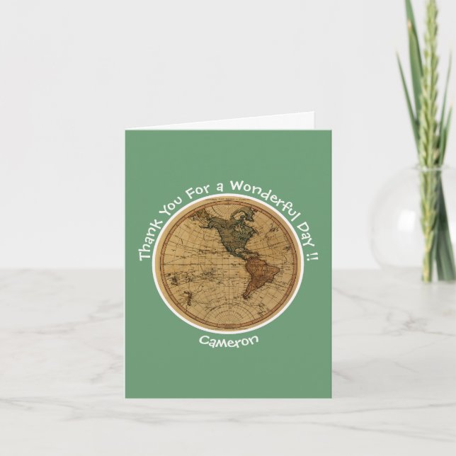 Tarjeta De Agradecimiento Partido Temático del Mapa del Hemisferio Occidenta (Anverso)