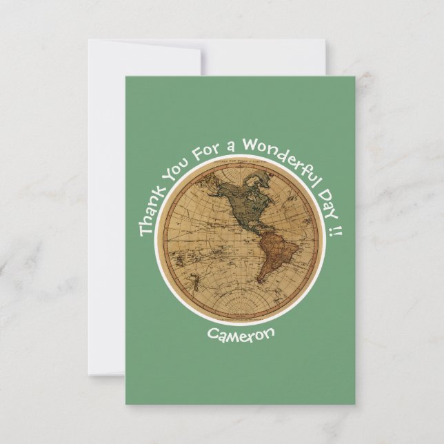 Tarjeta De Agradecimiento Partido Temático del Mapa del Hemisferio Occidenta (Anverso)