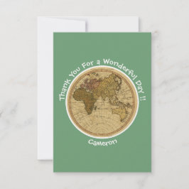 Tarjeta De Agradecimiento Partido Temático del Mapa del Hemisferio Oriental 