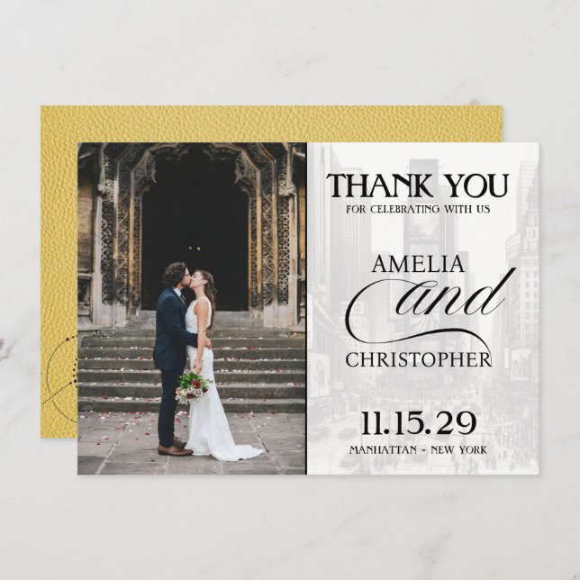 Tarjeta De Agradecimiento Pasaporte amarillo de la ciudad de Nueva York (Anverso / Reverso)