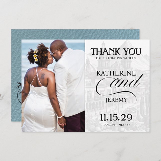 Tarjeta De Agradecimiento Pasaporte Azul Pizarra México (Anverso / Reverso)