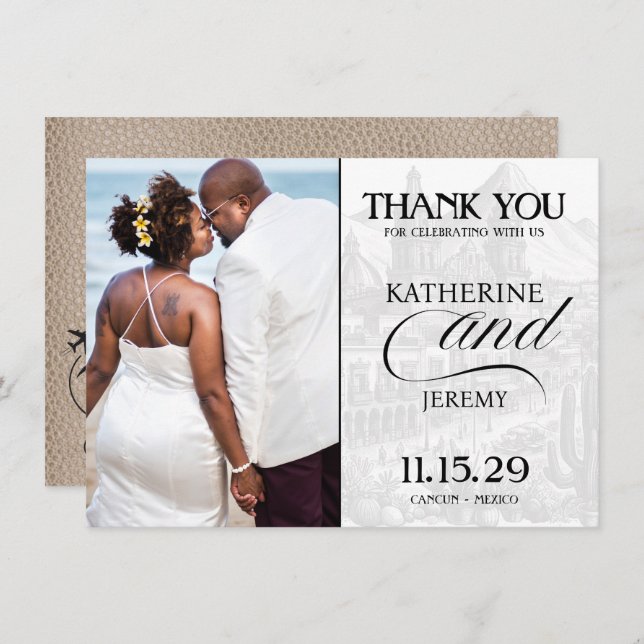 Tarjeta De Agradecimiento Pasaporte de Beige México (Anverso / Reverso)