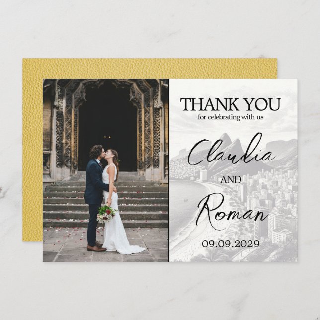 Tarjeta De Agradecimiento Pasaporte de Brasil amarillo (Anverso / Reverso)