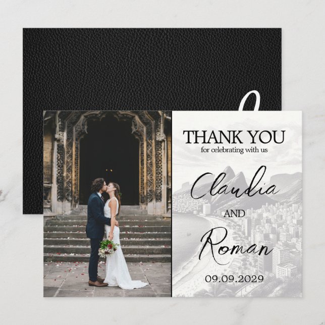 Tarjeta De Agradecimiento Pasaporte de Brasil negro (Anverso / Reverso)