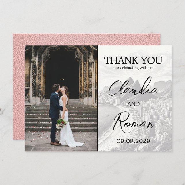 Tarjeta De Agradecimiento Pasaporte de Brasil rosa (Anverso / Reverso)