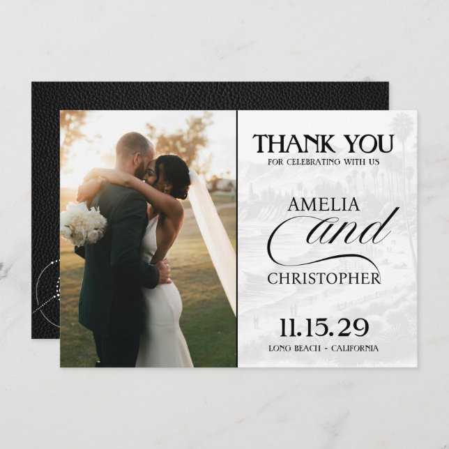 Tarjeta De Agradecimiento Pasaporte de California en negro (Anverso / Reverso)