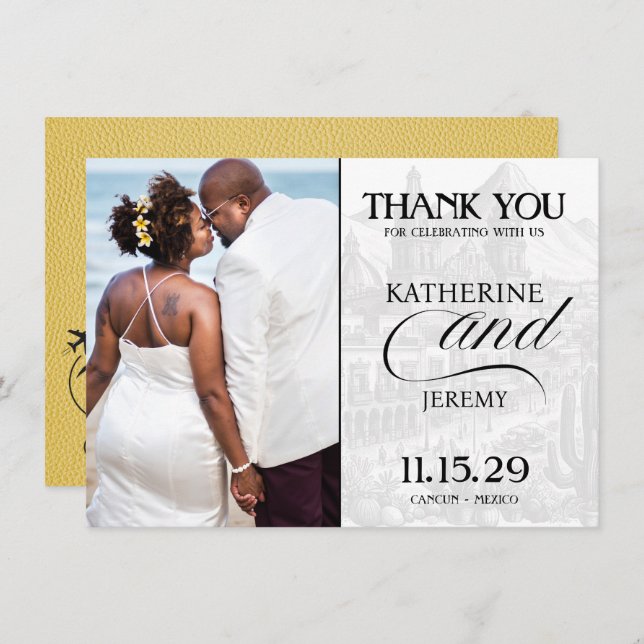 Tarjeta De Agradecimiento Pasaporte de México amarillo (Anverso / Reverso)