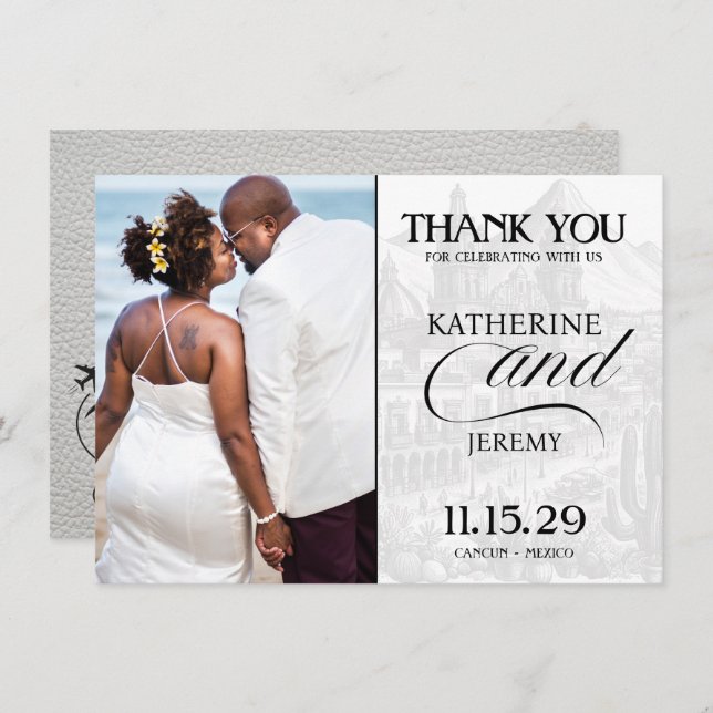 Tarjeta De Agradecimiento Pasaporte de México blanco (Anverso / Reverso)