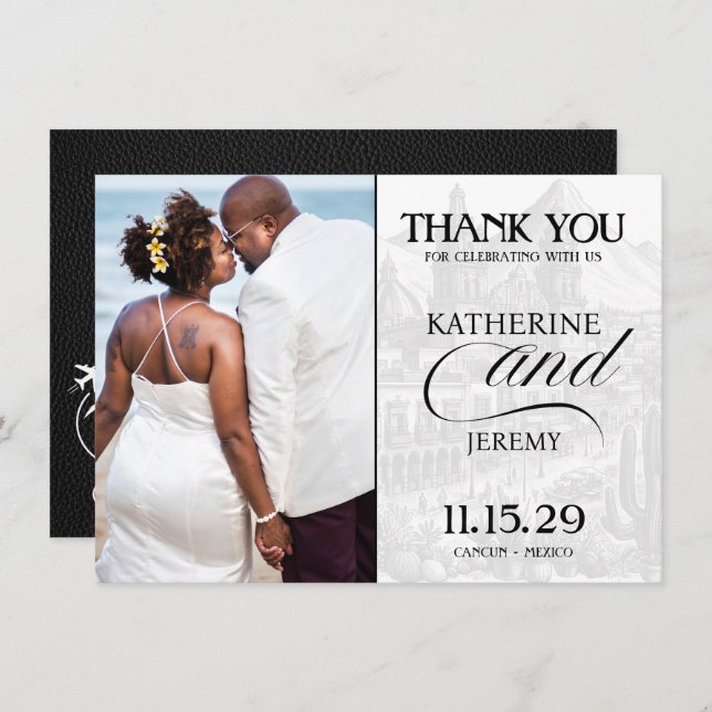 Tarjeta De Agradecimiento Pasaporte de México negro (Anverso / Reverso)