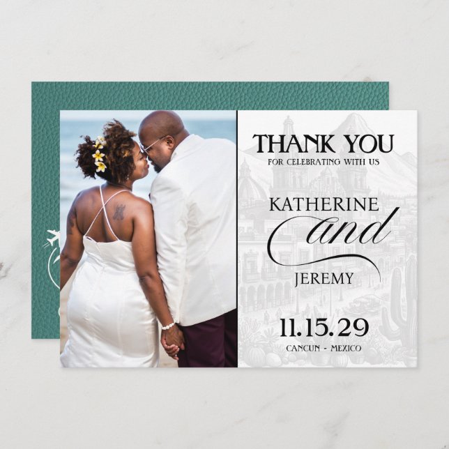 Tarjeta De Agradecimiento Pasaporte de México Turquesa (Anverso / Reverso)