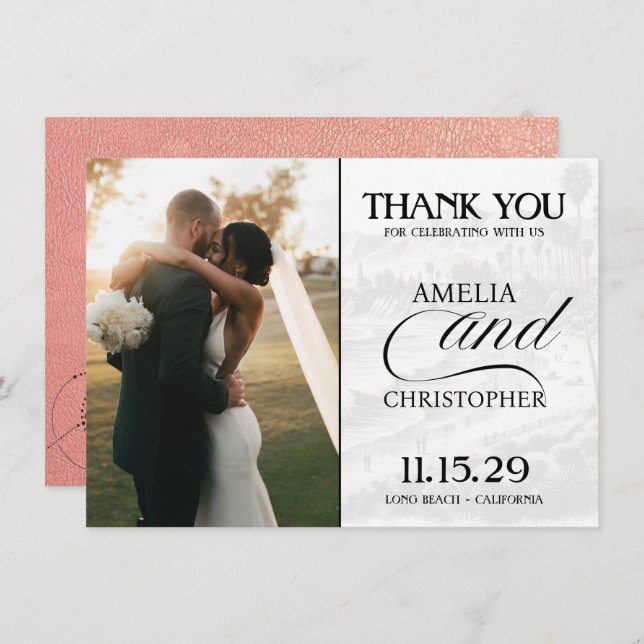 Tarjeta De Agradecimiento Pasaporte de oro rosa de California (Anverso / Reverso)