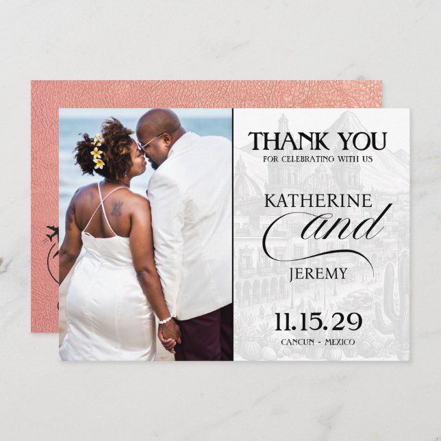 Tarjeta De Agradecimiento Pasaporte de oro rosa México (Anverso / Reverso)