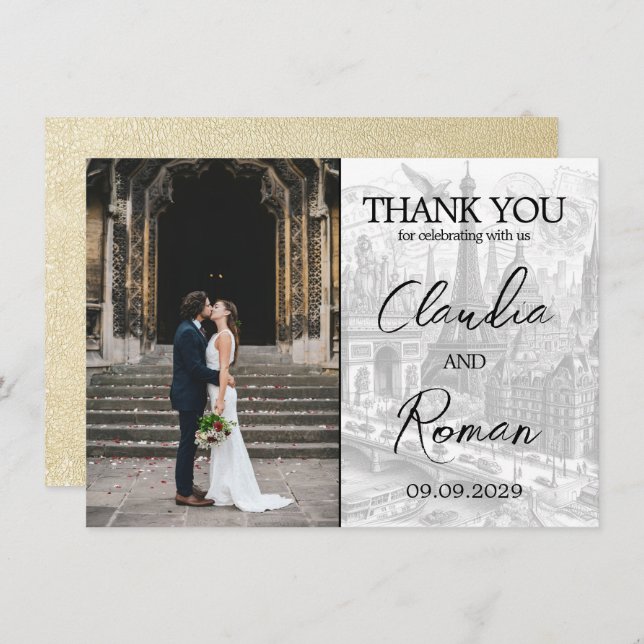 Tarjeta De Agradecimiento Pasaporte de París de Champagne (Anverso / Reverso)