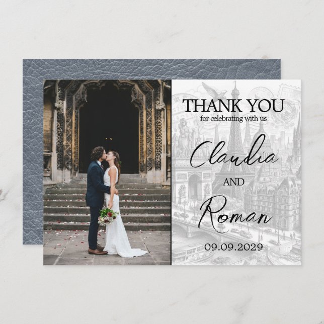 Tarjeta De Agradecimiento Pasaporte de París plateado (Anverso / Reverso)