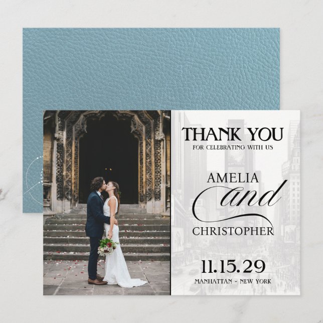 Tarjeta De Agradecimiento Pasaporte de Slate Blue New York City (Anverso / Reverso)