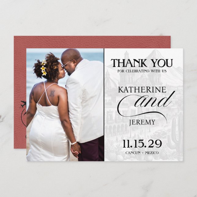 Tarjeta De Agradecimiento Pasaporte ligero de Borgoña de México (Anverso / Reverso)