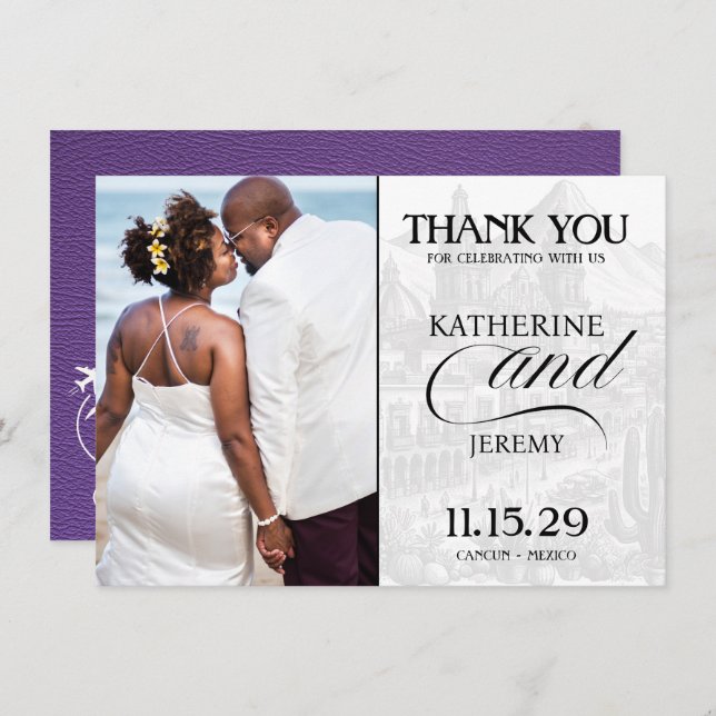 Tarjeta De Agradecimiento Pasaporte morado de México (Anverso / Reverso)