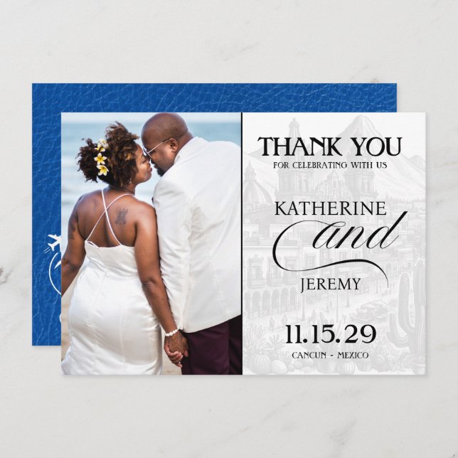 Tarjeta De Agradecimiento Pasaporte real azul de México (Anverso / Reverso)