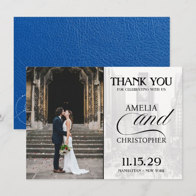 Tarjeta De Agradecimiento Pasaporte real azul de Nueva York (Anverso / Reverso)