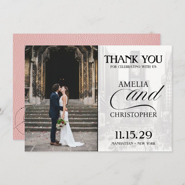 Tarjeta De Agradecimiento Pasaporte rosa de Nueva York (Anverso / Reverso)