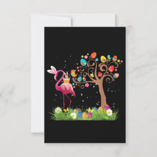 Tarjeta De Agradecimiento Pascua de Bunny Flamingo 2021 Amantes del flamen