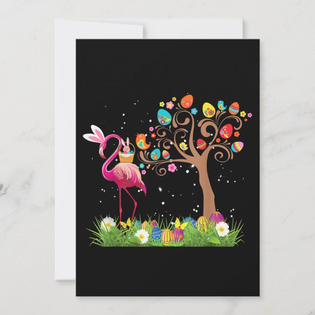 Tarjeta De Agradecimiento Pascua de Bunny Flamingo 2021| Amantes del flamenc (Anverso)