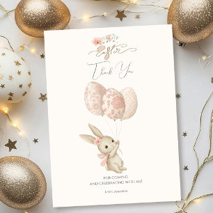 Tarjeta De Agradecimiento Pascua de conejito rosa claro lindo