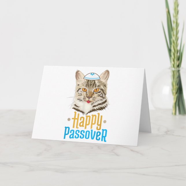 Tarjeta De Agradecimiento Pascua Feliz Pascua Gato Funny Seder Judío (Anverso)