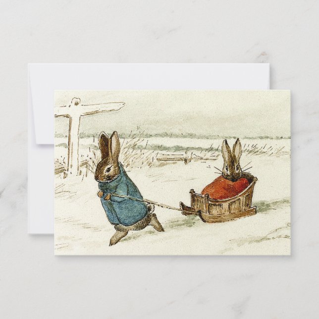Tarjeta De Agradecimiento “Paseo en trineo del conejo” de Beatrix Potter (Anverso)