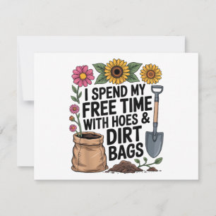 Tarjeta De Agradecimiento Paso mi tiempo libre con azadas y bolsas de tierra