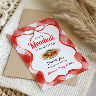 Tarjeta De Agradecimiento Pasta de Albóndigas de Cuadros Rojos Italianos par