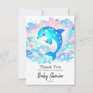 Tarjeta De Agradecimiento Pastel Adorable Dolphin Baby Shower