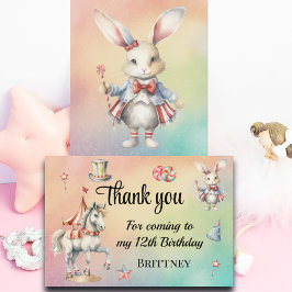 Tarjeta De Agradecimiento Pastel arcoiris con animales 12º cumpleaños