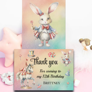 Tarjeta De Agradecimiento Pastel arcoiris con animales 12º cumpleaños