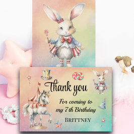 Tarjeta De Agradecimiento Pastel arcoiris con animales Séptimo Cumpleaños