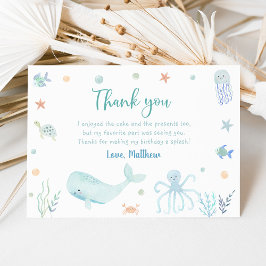 Tarjeta De Agradecimiento Pastel azul bajo el mar Cumpleaños
