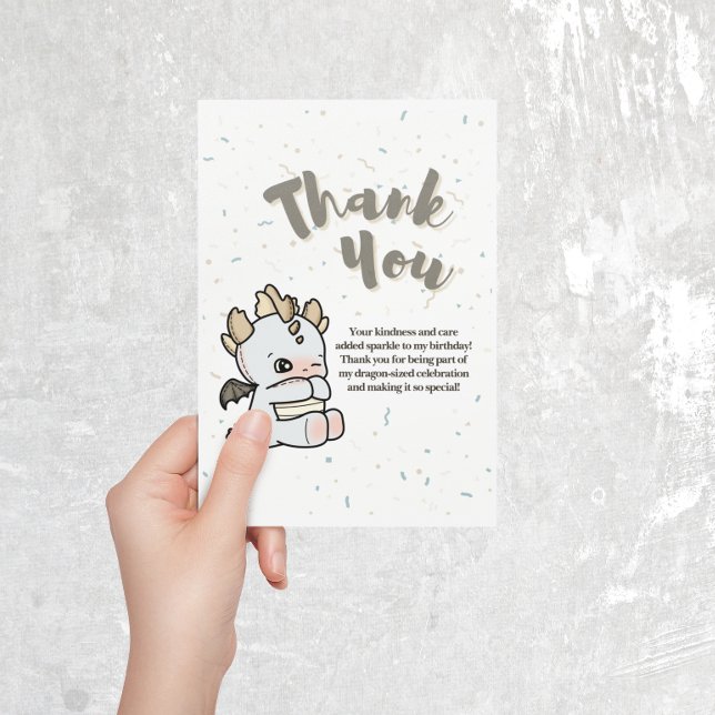 Tarjeta De Agradecimiento Pastel azul gris azul dulce bebé dragón (Subido por el creador)