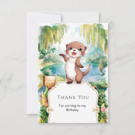 Tarjeta De Agradecimiento Pastel Boho Nutria Cumpleaños