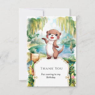 Tarjeta De Agradecimiento Pastel Boho Nutria Cumpleaños