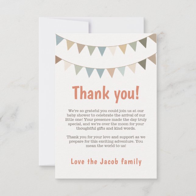 Tarjeta De Agradecimiento Pastel bunding gracias a los clientes de la ducha  (Anverso)