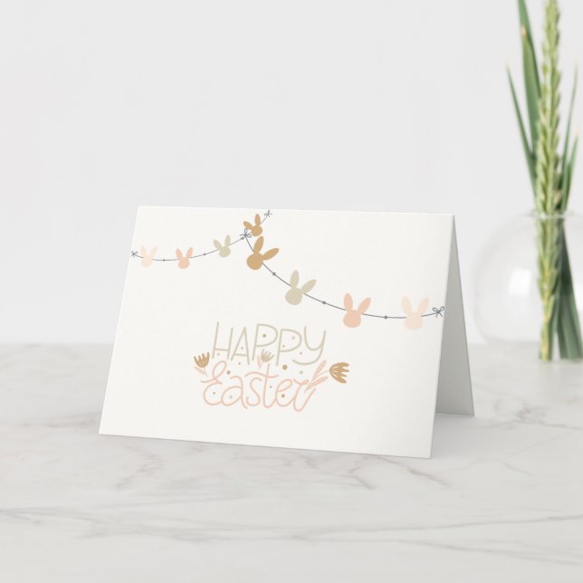 Tarjeta De Agradecimiento Pastel Bunny Garland Easter Holiday Card (Anverso)