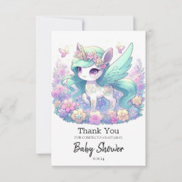 Tarjeta De Agradecimiento Pastel Chica Unicorn Baby Shower
