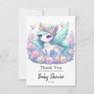 Tarjeta De Agradecimiento Pastel Chica Unicorn Baby Shower